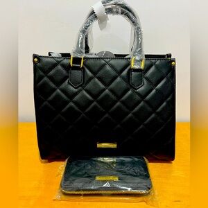 Joy luxury quilted leather tote with wallet. Brand new.
